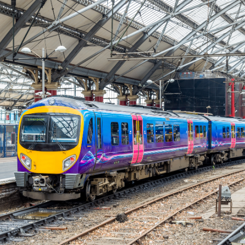 Train in a train station