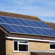 Solar panels on roof of house