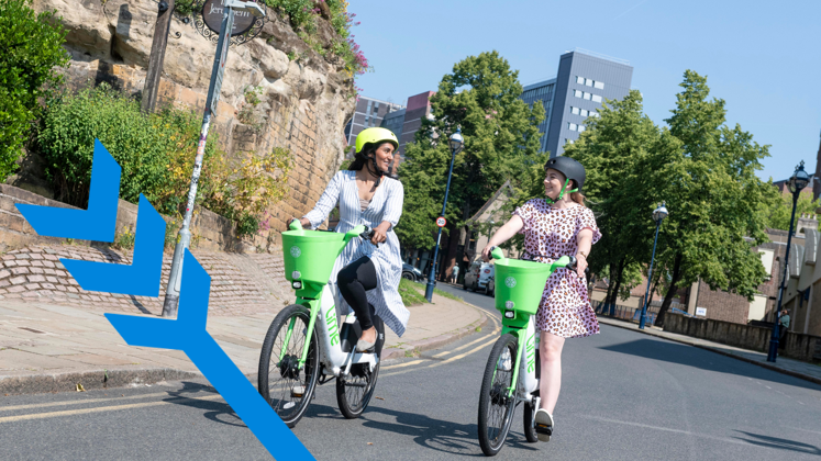 Image of 2 people riding a Bike
